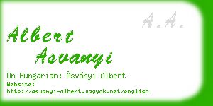 albert asvanyi business card